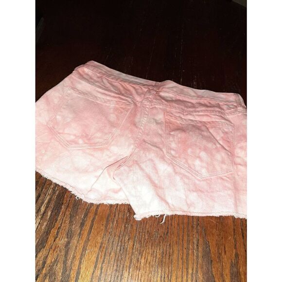 Size 2 Old Navy The Diva Pink Denim Blue Jean Cut Off Shorts Cotton Raw Hem - Picture 4 of 4